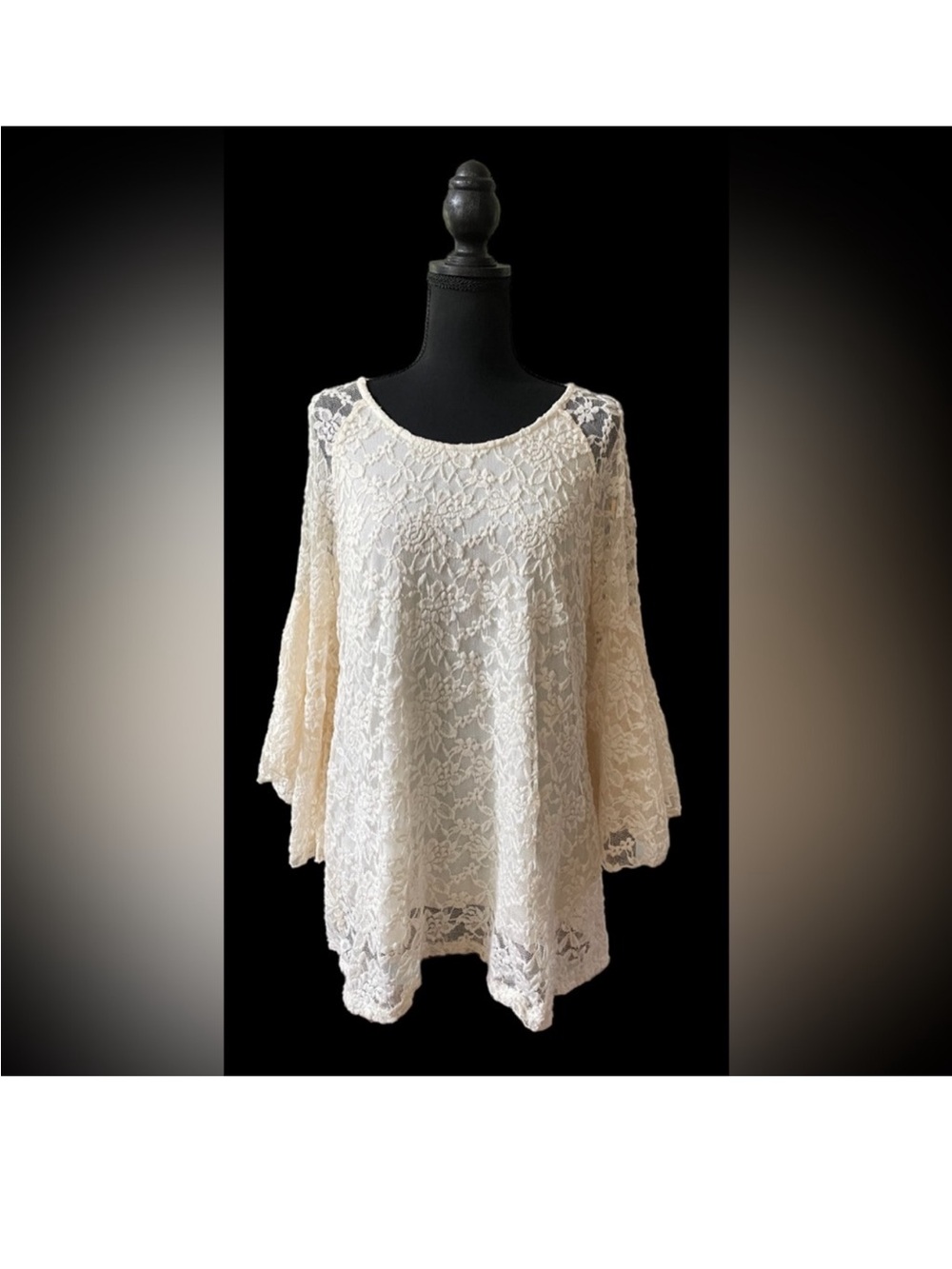 Dress Barn: Cream Tea Lace Blouse with Flared Sleeves